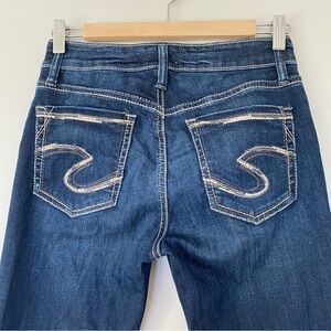 Silver Avery Straight Jeans Mid Rise 27x30 Dark Wash Thick Stitch